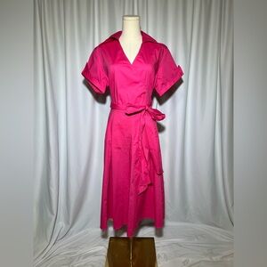 SANDRO Fuchsia Wrap Style Shirt Dress | 14 NWT